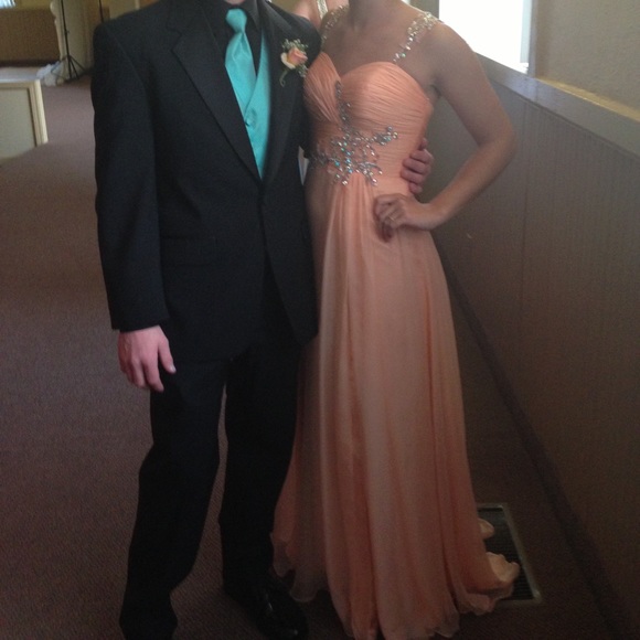 MacDuggal Peach/Pink Prom Dress - Picture 11 of 11